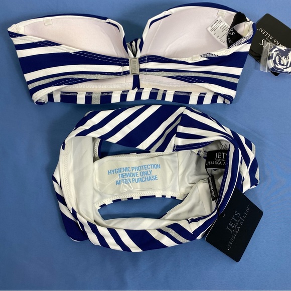 🌸5For$20🌸 Jets Australia Swimwear Jessika Allen Retro Striped 3 Piece Bikini Set - Picture 7 of 8